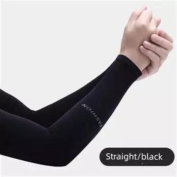 2Pairs Unisex Arm Sleeves Cover UV Sun Protection Men Sleeve [1 pair/straight] Black All yards