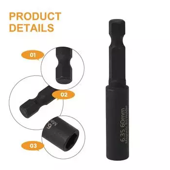 2Pc 1/4In Head Extension Rod Screwdriver Magnetic Transfer Extension Rod 60mm For Drill Screwdriver Batch Head Power Tool Parts