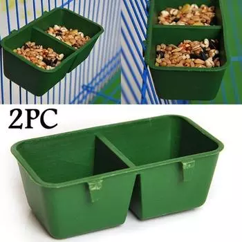 2PC 2 In 1 Parrot Food Water Bowl Dual Feeding Cup Plastic Bird Pigeons Cage Water Food Feeder Bird Parrot Pet Water Bowl(Only Bowl ) зелёный