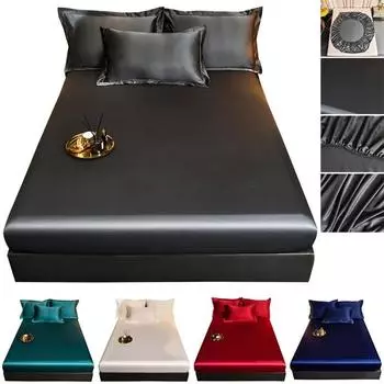 2PC/3PC 1 комплект постельного белья простыня на резинке постельное белье атласная шелковистая простыня на резинке гладкий нескользящий чехол для матраса покрывала постельное белье 90x200 Sheet +1Pillowcase