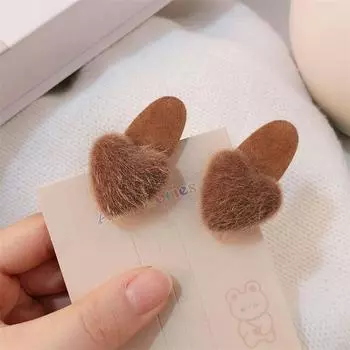 2pc Cute Pink Heart Velvet Hair Side Clips Claws Hairpin for Girls Women Kids Children Gift Party Hair Accessories Ornemen