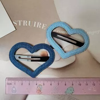 2pc Fashion Denim Heart Star BB Hairpin Hair Side Clips for Women Girls Child Gift Hair Accessories Headwear Ornament