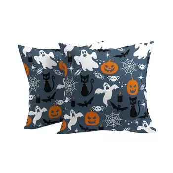 2pc Halloween Pillowcase Set, And Black Pumpkin Decorative Pillowcase One Size