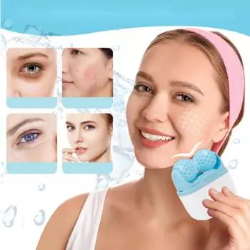 2pc-in-1 gel ice hockey Eye mask+Facial Ice Roller combination,can be used for cold compress and hot compress,reusable face mask синий