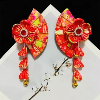 2PC Japanese Style Hairpin Flower Tassel Hair Clips Kimono Hair Accessories for Women Hairpin Headdress Barrettes Hairpins