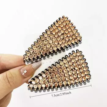 2pc Korean New High-grade Crystal Triangle BB Hairpin Hair Side Clips for Girls Women Wedding Party Hair Accessories