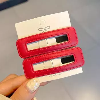 2PC Vintage Hair Clip PU Leather Winter Hairpin Chic Barrettes Hairgrip Headwear Girls Hairclips Ornaments Hair Accessories Gift