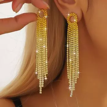 2PC женские модные серьги-цепочки с кисточками из цветных бриллиантов для путешествий, карнавала, вечеринки, праздничного наряда, подарков