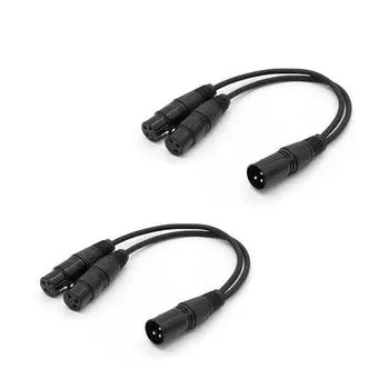 2PCS 0.3M Dual XLR Female to Male Mic Combiner Y Cord Microphone Splitter Cable