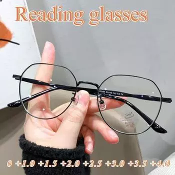 2PCS +100~ +400 Reading Glasses Presbyopia Glasses Anti Blue Light Hyperopia Glasses Round Plain Color Frame Glasses ANTI BLUE LIGHT чёрный