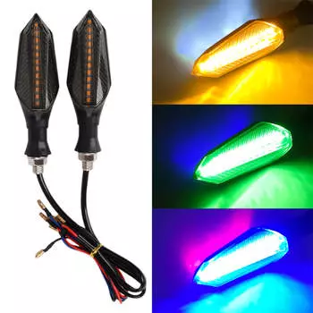 2Pcs 12V LED Motorcycle Turn Signal Lamp Sequential Flowing Flash Lights Indicator Lights Running Light Motorcycle Tail Lights