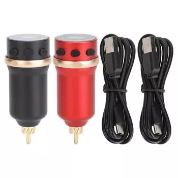 2PCS 1600mAh Tattoo Wireless Power Supply Universal RCA Interface Tattoo Machine Battery Black Red