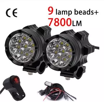 2PCS 180W 6500K 7800 LM Universal Aluminum Alloy 9 CREE Chips LED Motorcycle headlights Motos Bulb Motorbike Waterproof