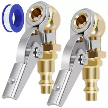 2Pcs 1/4inch FNPT Air Pump Inflation Nozzle Ball Air Clamp Kits Tire Repair Kit