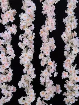 2Pcs 1.8m Artificial Cherry Blossom Hanging Vines Flower Garland for Home Decor Room Wedding Party Kawaii Decor розовый