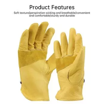 2Pcs/1 Pair Yellow Cowhide Gloves Soft Sensitive Gloves Finger Guards for TIG Welding TIG Glove Bike Accessoris