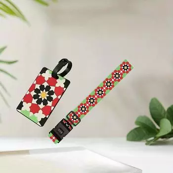 2pcs (1 ремень для багажа + 1 посадочный талон) Ремень для багажа в форме цветка-пазла с пряжкой, запирающийся паролем, ремень для багажа, дорожный ремень для багажа, фиксирующий ремень 2pcs