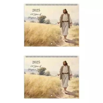 2PCS 2025 Wall Calendar Coated Paper Wire Binding Hanging Calendar for Home and Office