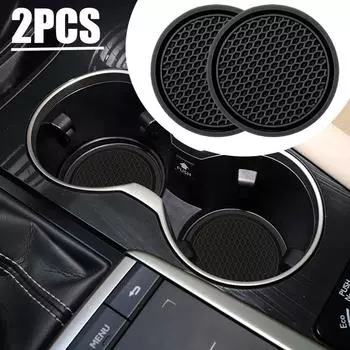 2PCS 2.77in Car Anti Slip Mat Coaster Car Water Cup Slot Decorate Accessories Case Universal Fits Perfectly For Most Car