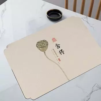 2Pcs 30x40cm Chinese Leather Placemats Lotus Farmhouse PVC Placemat Western Cuisine Table Mats Home Style 2