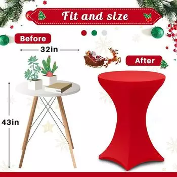 2Pcs 32 x 43 Inch Christmas Spandex Cocktail Table Cover Stretch Tablecloth for Xmas Wedding Party Birthday Banquet Round Tables 2PCS 60x110cm белый
