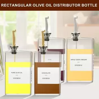 2Pcs 350ml Olive Oil Dispenser Glass Cooking Oil Dispenser Rectangular Vinegar Dispenser Transparent Olive Oil Bottle Large серебряный