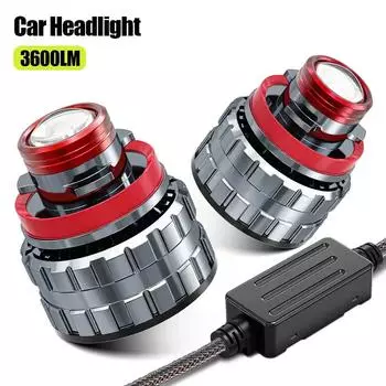2Pcs 3600LM Car Fog Light Bulb 6000K High Bright White Convex Lens LED Fog Lamp Lens For DC12V H7 H11 H8 H9 9005 HB3 9006