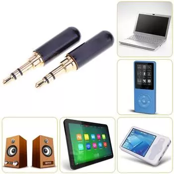 2pcs 3,5 mm 3-poligen mnnlichen Audio Jack Plug-Stereo-Kopfhrer DIY-Steck