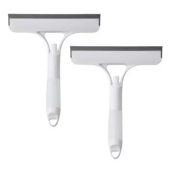 2Pcs 3-in-1 Window Cleaning Scraper with Sprayer Ergonomic Handle Built-in Spray Bottle Cleaning Brush Glass Cleaner Tool 2pcs