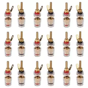- 2pcs 4mm Brass Speaker Amplifier Binding Posts Terminals for Banana Plugs