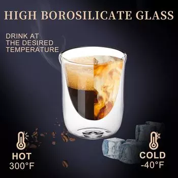 2 шт. 60 мл прозрачная двухслойная стеклянная кружка бытовая вечеринка мини кофейная чашка кофе чай маленький стакан кофейная посуда чайная посуда