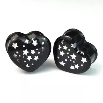 2 шт. 8-30 мм со звездным узором в форме сердца, ушные манометры, туннели, двойная расклешенная вилка, расширитель для ушных носилок, ювелирные изделия для пирсинга для женщин и мужчин 8mm