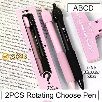 2PCS ABCD Select Rotating Answer Pen Novelty Ballpoint Gel Pen Rotating Choose Pen Student Use