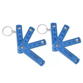 2Pcs ABS Folding Ruler Portable 0.5m Foldable Ruler with Key Ring for Carpentry Laying TilesBlue синий