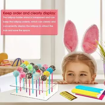 2pcs Acrylic Lollipop Stand 20 Holes Acrylic Pop Holder Transparent Cake Lollipop Stand Holder Display for Wedding Baby Shower