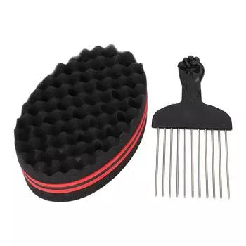2 шт., расческа для волос Afro Twist и губка для волос, двухсторонняя губка, стальная щетка для волос для мужчин