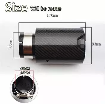 2Pcs All Full Matte Black Universal Car 100% Real Carbon Fiber Exhaust End Tips for BMW 2.5 in, 3.5 out With Logo