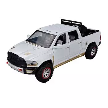 2pcs Alloy Ram Pickup Car Model - Environmental Protection Paint Excellent Workmanship Sound Toy High Quality Alloy white