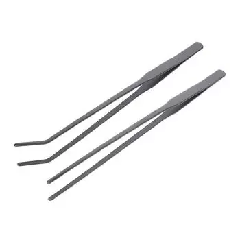 2pcs Aquariums Tweezers Stainless Steel Straight and Curved Plant Tweezers Aquariums Accessories