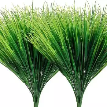 2pcs artificial grass 7 forks plastic spring grass plant wall green plant ornaments flower gardening decorative grass