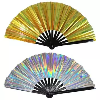 2pcs Attractive Hand Held Fans Festival Chinese Style Portable Large Folding