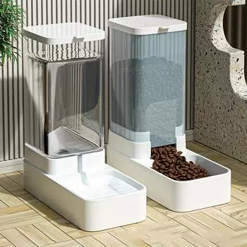 2Pcs Automatic Cat Feeder And Water Dispenser Set,Non-Electric with Reusable Filter,Plastic Material For Cats And Dogs