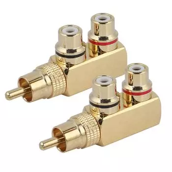 2PCS AV Splitter Plug RCA Male to 2 Female Audio Video Adapter Connector