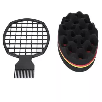 2pcs Barber Salon Hair Coils Comb Soft Flexible Hair Sponge Hairdressing Tool Set for Wet Hair