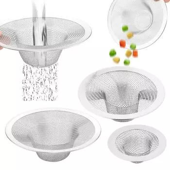 2Pcs Bathroom Drain Filter Anti Clogging Stainless Steel Mesh Bathroom Basin Sink Drain Stopper Filter Sewer Filter Kitchen Tool