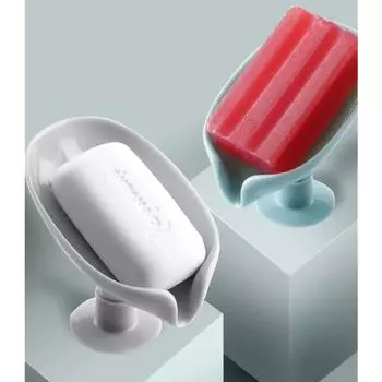 2pcs Bathroom Soap Holder Leaf Shape Soap Dish Suction Cup Sponge Rack Portable Soap Drain Box Kitchen Bathroom Accessories
