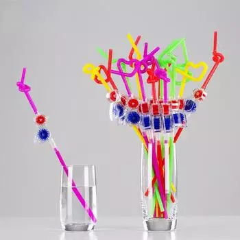 2PCS Bird Windmill Flexible Straw Children s Fun Shape Cute Cartoon Disposable Plastic Drink Creative Hard Straw