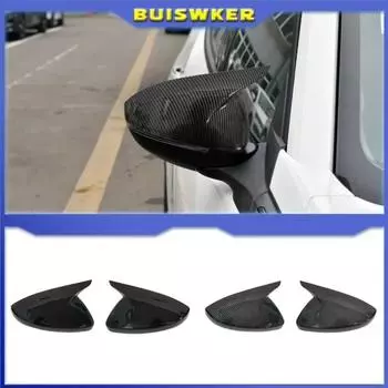 2Pcs Black/Carbon Look Sticker Car Side Door Rearview Mirror Cover Trims For Peugeot 208 / 2008 2014-2018 Rear View Case