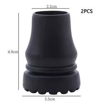 2pcs Black Crutch Cane Bottom Pads Anti-Skid Trekking Pole Bottom Cover Hiking 2.2cm