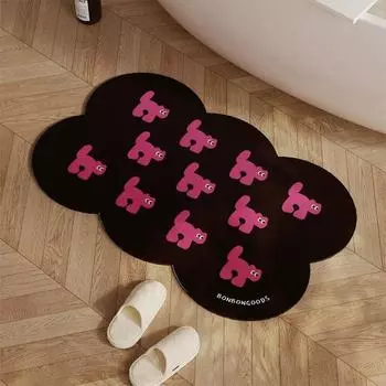 2pcs Black Powder Kitten Carpet Bathroom Suction Door Diatom Mud Floor Mat Door Dirt-resistant Foot Pad 30*40cm